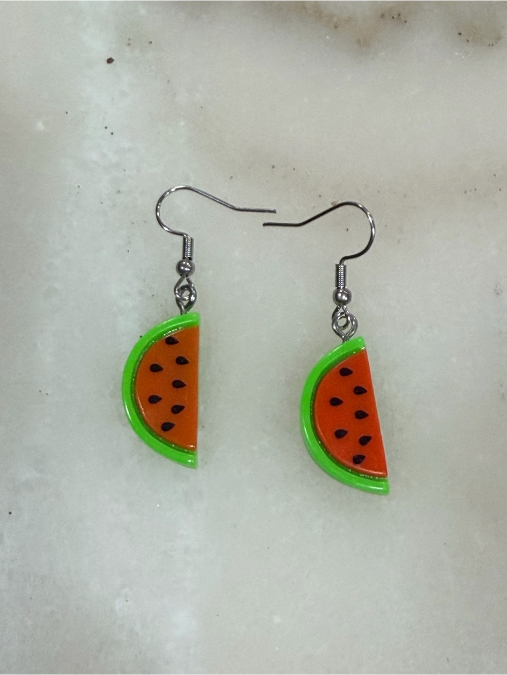 Watermelon Slice Drop Earrings Resin Summer Jewelry